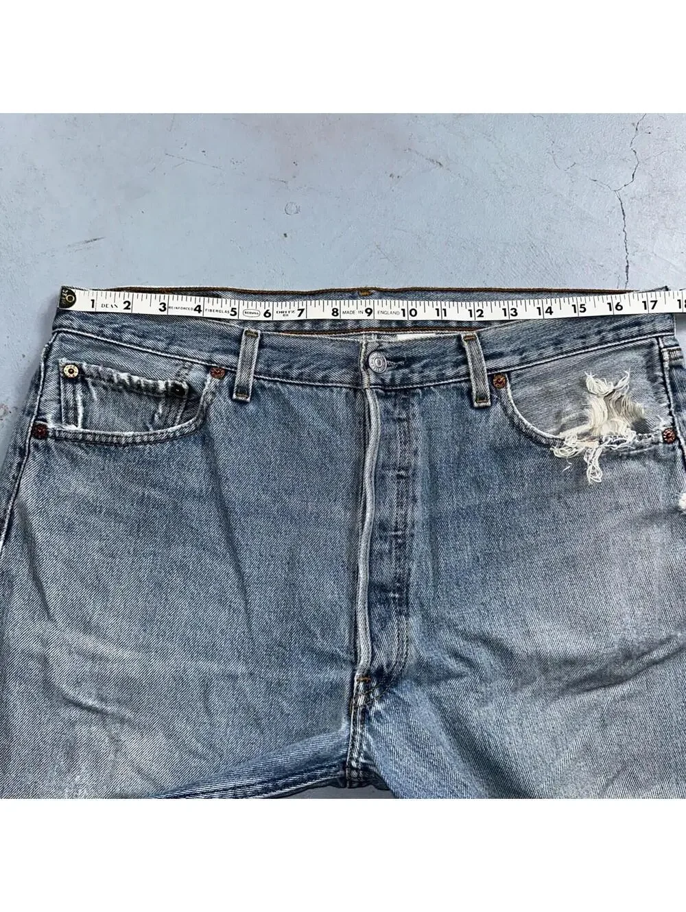 Levis 501 Vintage 90s XX Straight Leg Mexico Jeans 36x29 Light Wash Act 35x28